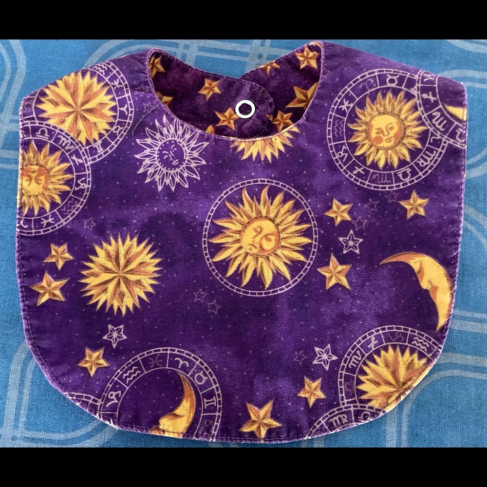 Purple Reversible Sun & Moon Bib